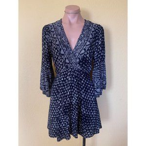 Billabong Bell Sleeve Black Faux Wrap Dress Size Small